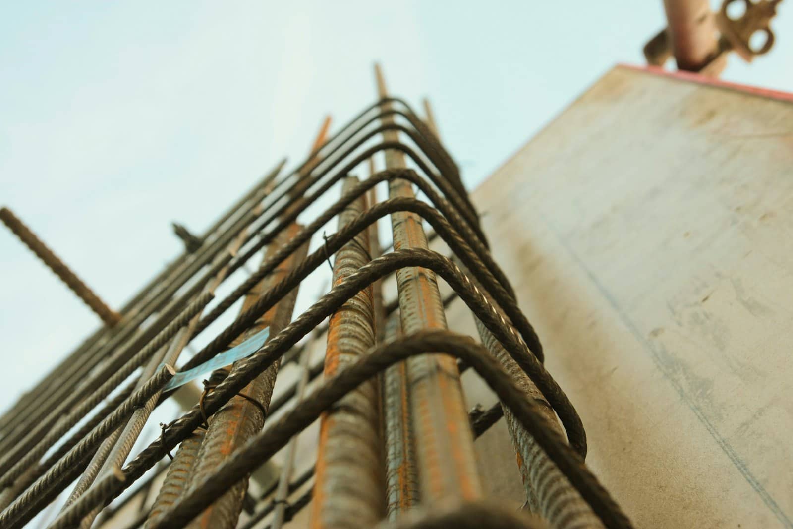 Reinforcing steel cage tied and ready for pneumatically applied concrete